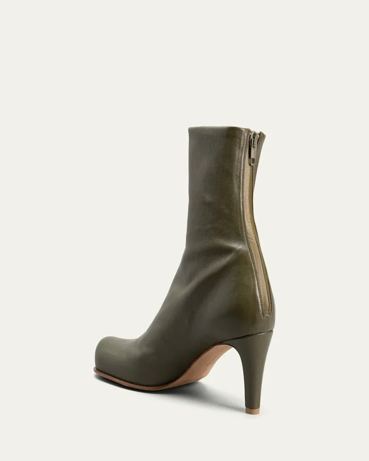 Bloc Stretch Leather Zip Ankle Booties - Image 5