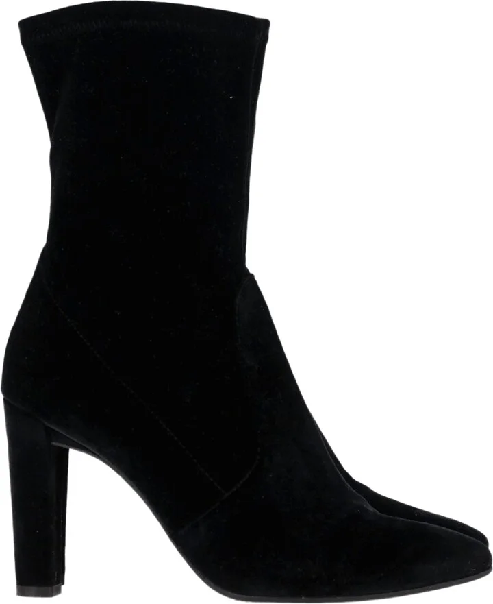 Block Heel Ankle Boots in Velvet Suede