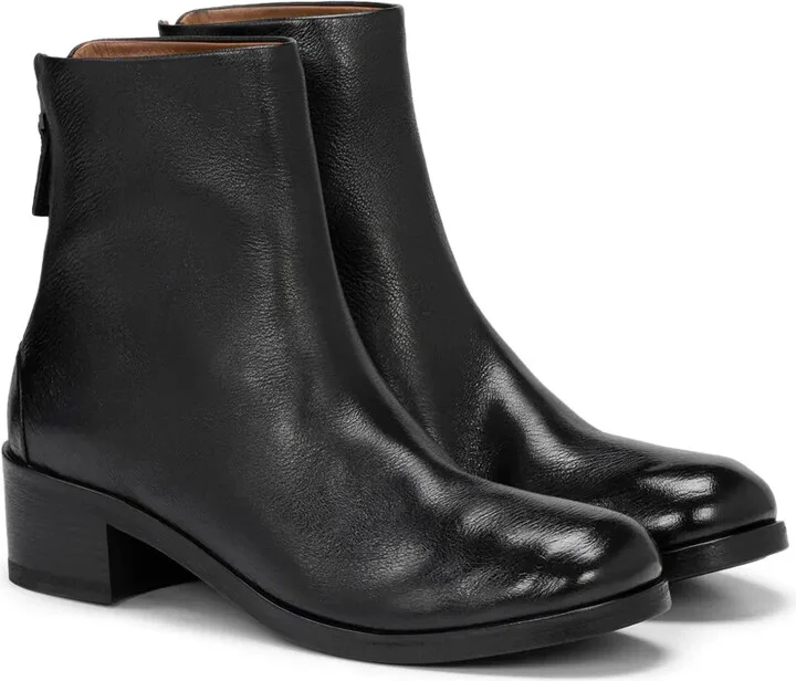 Block-Heel Ankle Leather Boots - Image 2