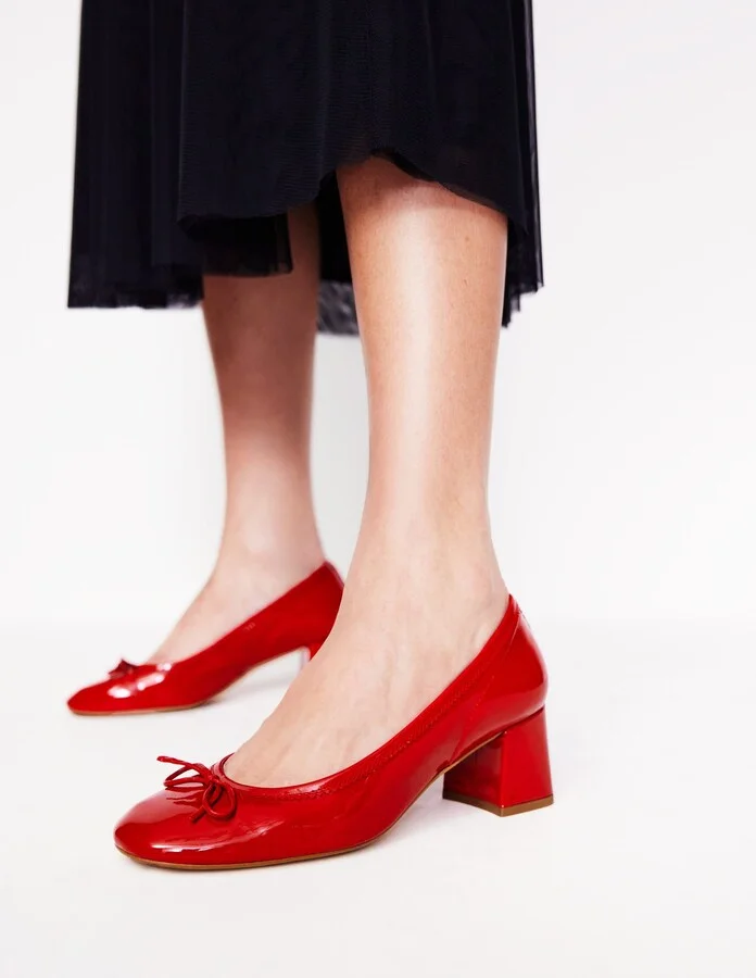 Block Heel Ballet Pumps, Gold Metallic - Image 3