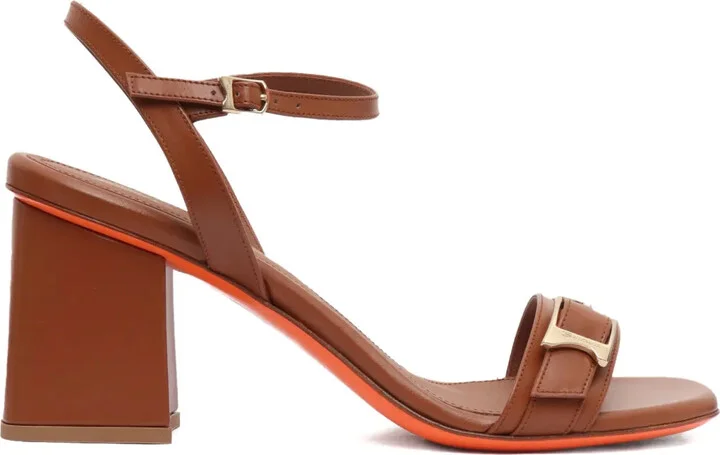 Block-Heel Buckle-Detail Sandals