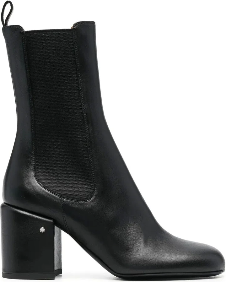 Block-Heel Calf-Leather Boots