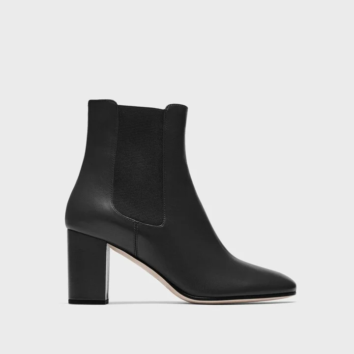 Block Heel Chelsea Bootie in Leather - Image 2