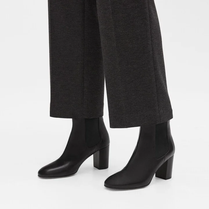 Block Heel Chelsea Bootie in Leather