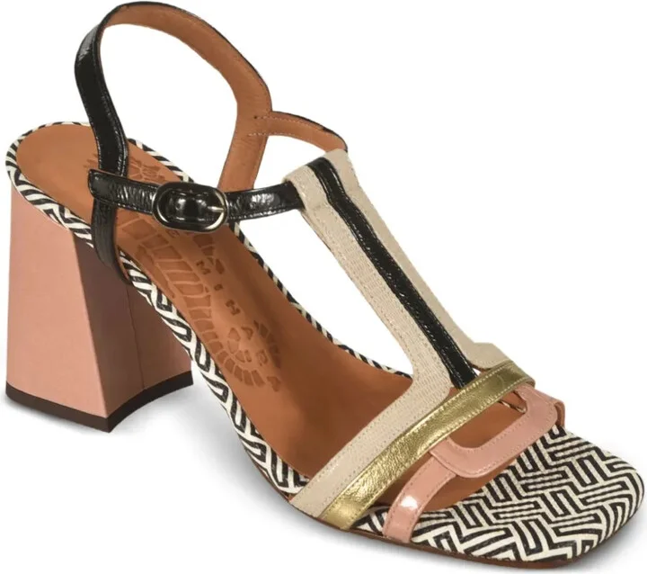 Block-Heel Geometric-Pattern Sandals - Image 2