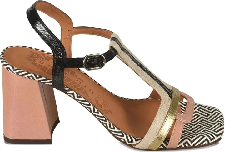 Block-Heel Geometric-Pattern Sandals