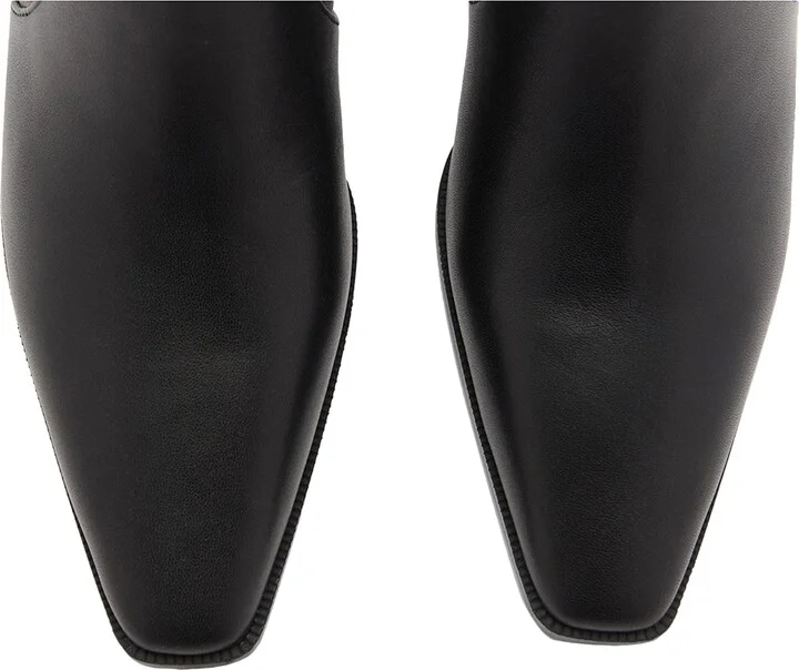 Block Heel Leather Bootie - Image 4