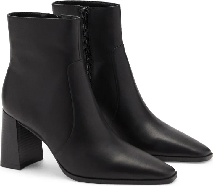 Block Heel Leather Bootie