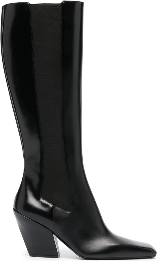 Block-Heel Leather Boots