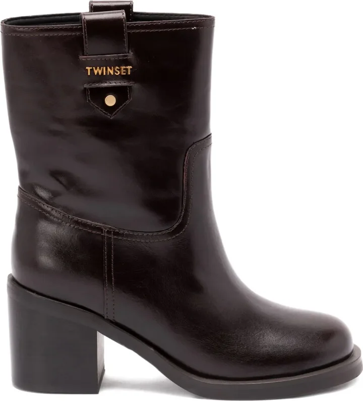 Block-Heel Leather Boots
