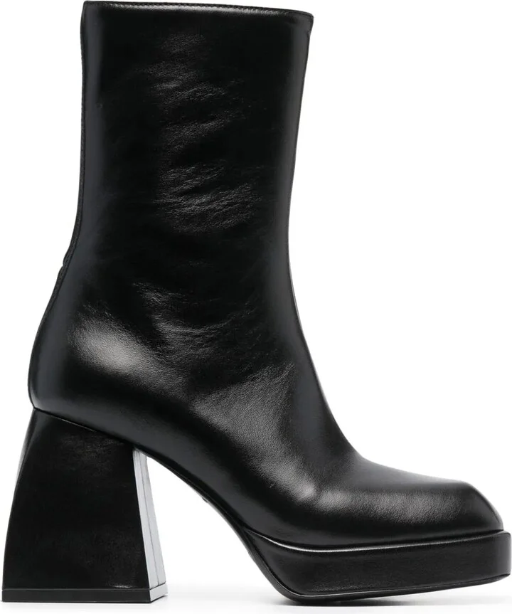 Block-Heel Leather Boots