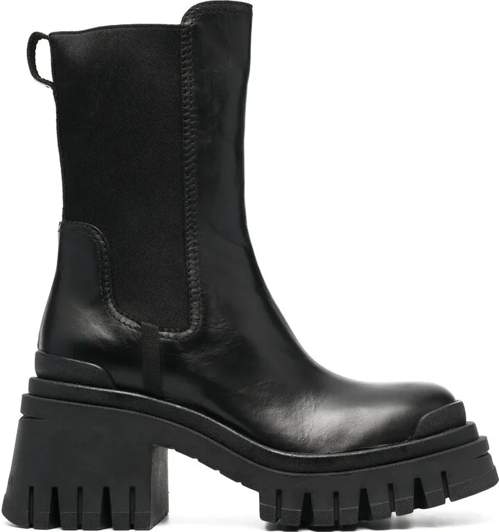 Block-Heel Leather Boots