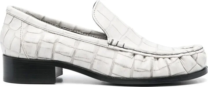 Block-Heel Leather Loafers