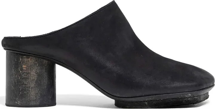 Block-Heel Leather Mules