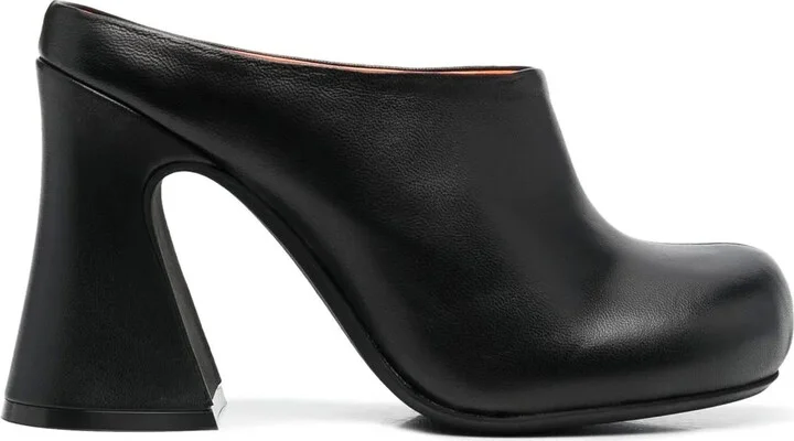 Block-Heel Leather Mules