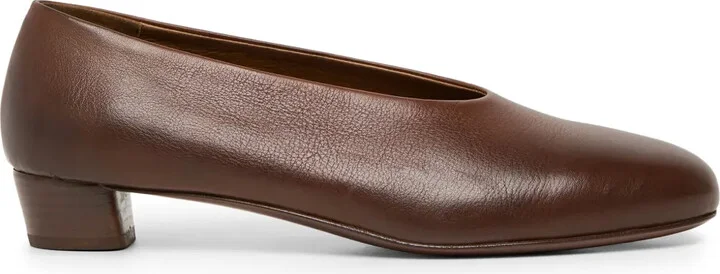 Block-Heel Leather Pumps