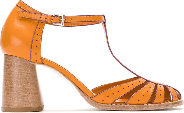 Block Heel Leather Pumps