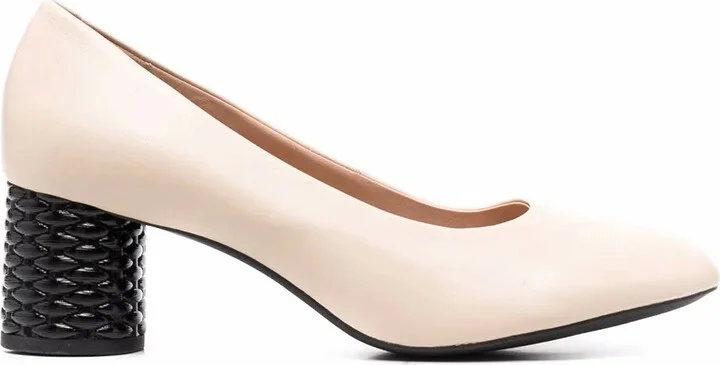 Block Heel Leather Pumps