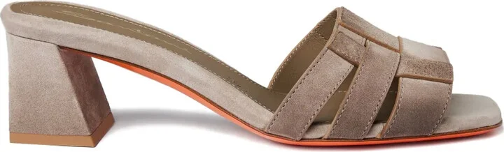Block-Heel Leather Sandals