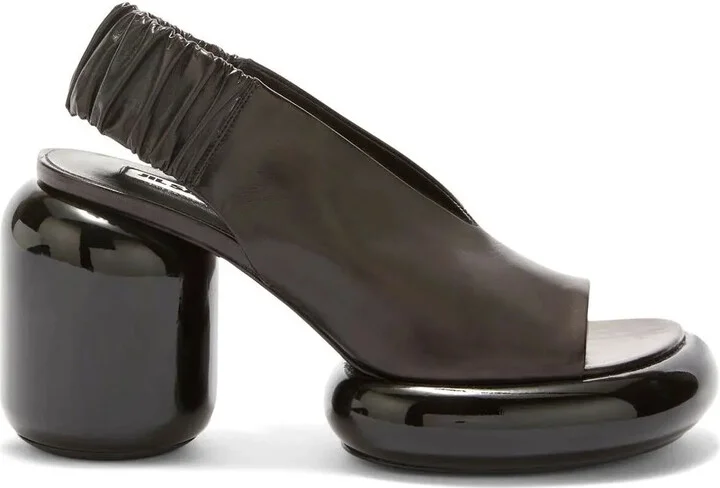 Block-Heel Leather Sandals