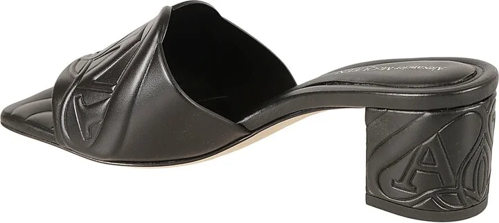 Block Heel Logo Embossed Sandals - Image 3