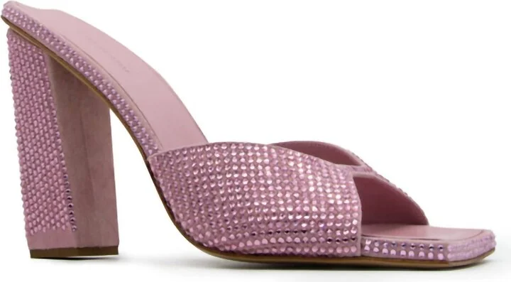 Block Heel Mule Strass In Pink