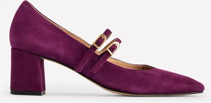 Block Heel Pump, Damson Suede - Image 2