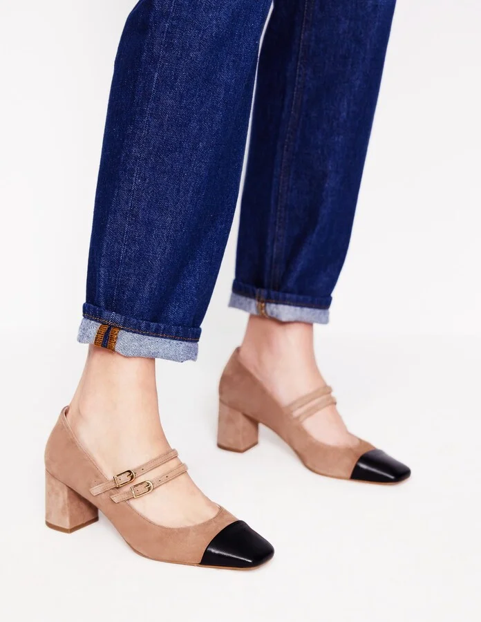 Block Heel Pump, Damson Suede - Image 3