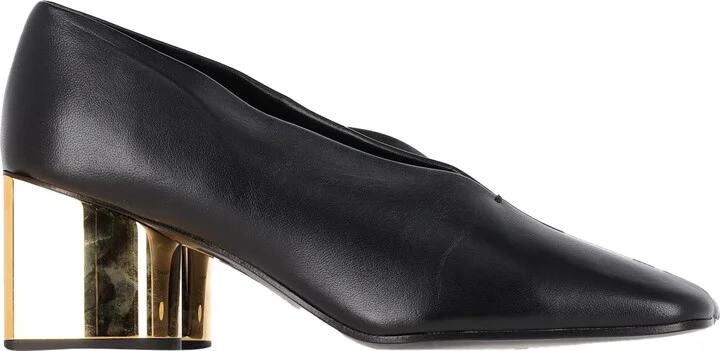 Block Heel Pumps In Black Leather