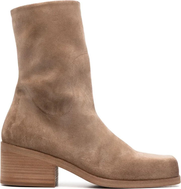 Block-Heel Suede Ankle Boots