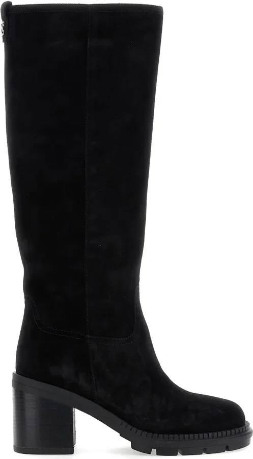 Block-Heel Suede Boots