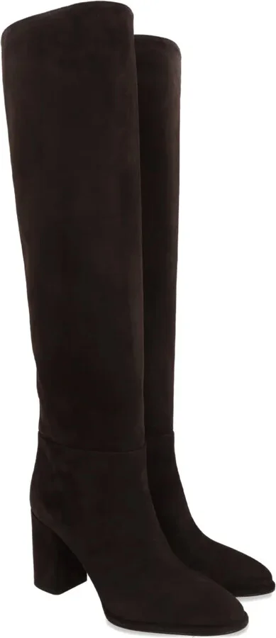 Block-Heel Suede Knee-High Boots - Image 2
