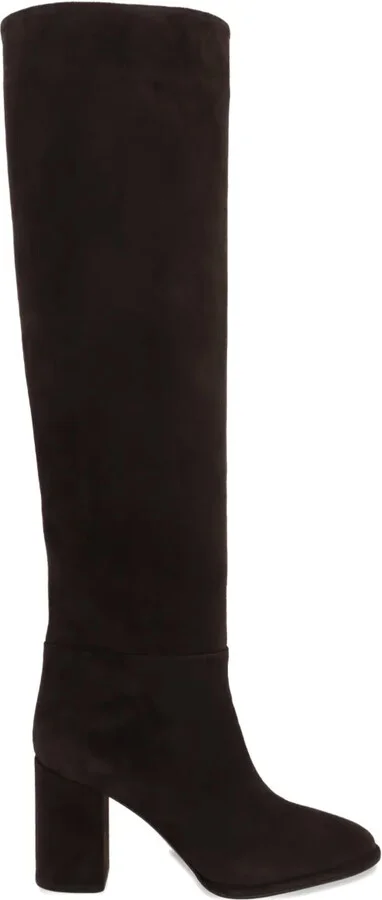 Block-Heel Suede Knee-High Boots