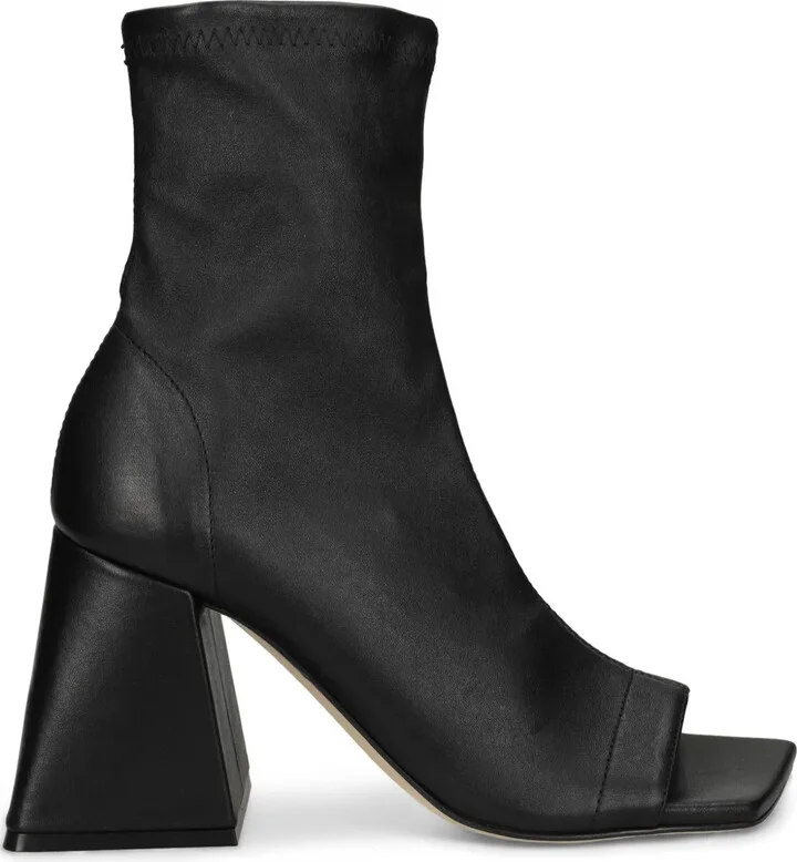Block-Heeled Open-Toe Ankle Boots