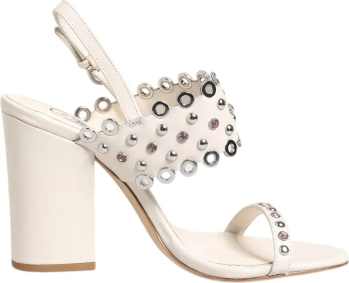 Block Heeled Studded Quarter Strap Sandals Women's Shoes (Pre-Owned)
