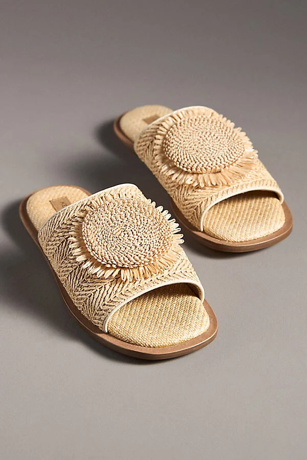 Bloom Raffia Slide Sandals - Image 2