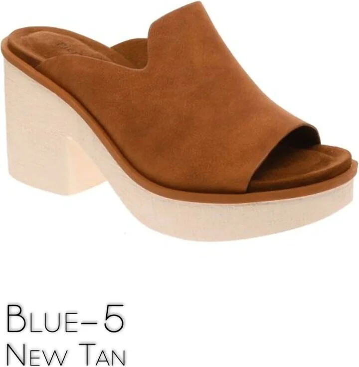 Blue 5 Microsuede Open-Toe Mule Platform In New Tan