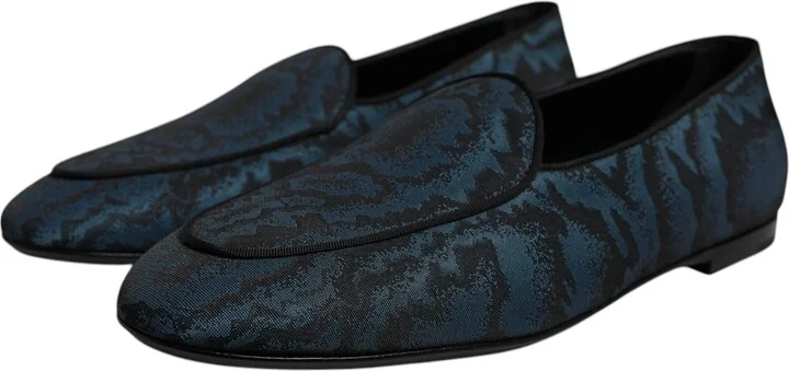 Blue Black Flats Men Loafers Dress Men's Shoes - Image 3