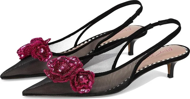 Blue by Betsey Johnson Aurorra High Women's Heels Black Mesh : 7.5 M, Leather/Rubber