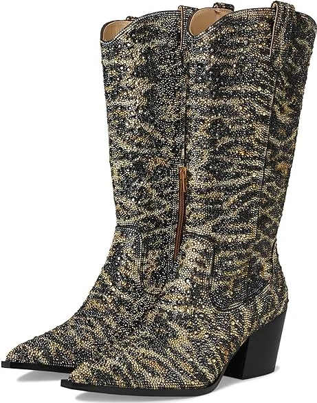Blue by Betsey Johnson Cash Women's Boots Leopard : 9.5 M, Rubber/Synthetic