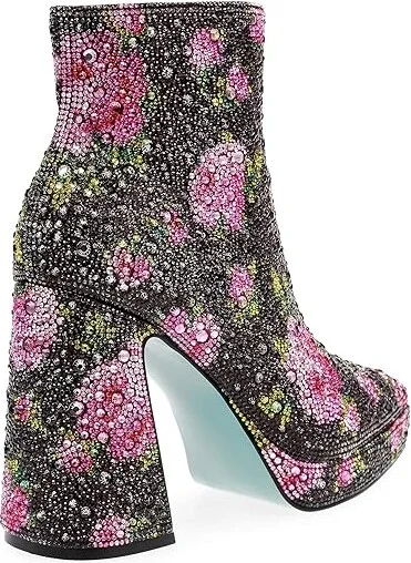 Blue by Betsey Johnson Della Women's Shoes Black/Pink Floral : 6 M, Synthetic - Image 4