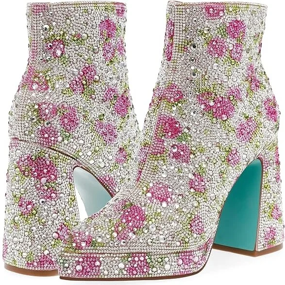 Blue by Betsey Johnson Della Women's Shoes Rhinestone Floral : 6 M, Synthetic