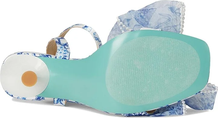 Blue by Betsey Johnson Fawn Women's Wedge Shoes White/Blue Floral : 9.5 M, Leather - Image 3