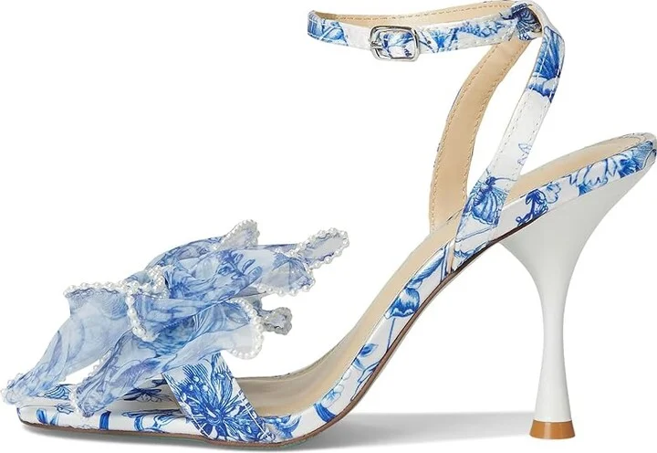 Blue by Betsey Johnson Fawn Women's Wedge Shoes White/Blue Floral : 9.5 M, Leather - Image 6