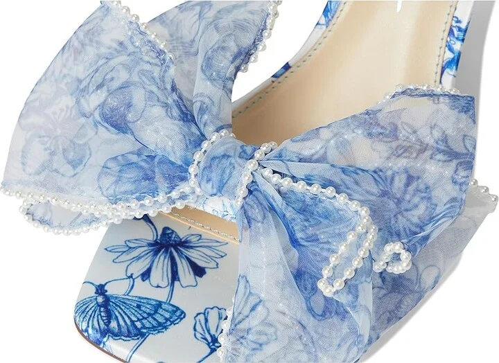 Blue by Betsey Johnson Fawn Women's Wedge Shoes White/Blue Floral : 9.5 M, Leather - Image 7