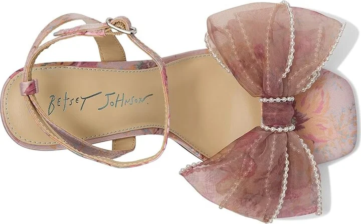 Blue by Betsey Johnson Fawn Women's Wedge Shoes White/Blue Floral : 9.5 M, Leather - Image 8