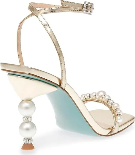 Blue by Betsey Johnson Jacy Heeled Sandals Women's 1-2 inch heel Shoes Gold : 6.5 M, Synthetic - Image 3