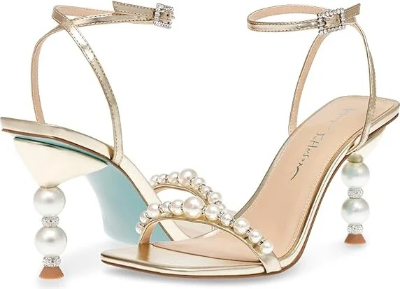 Blue by Betsey Johnson Jacy Heeled Sandals Women's 1-2 inch heel Shoes Gold : 6.5 M, Synthetic