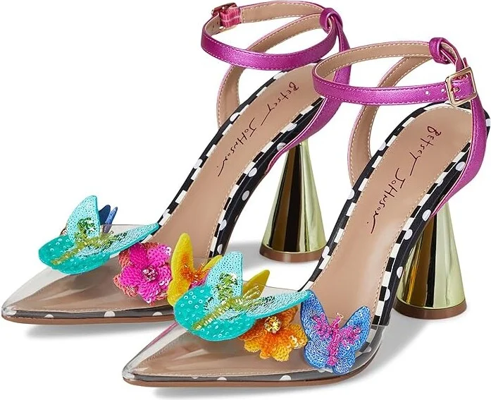 Blue by Betsey Johnson Kamilla Women's Wedge Shoes Black/Multi : 8.5 M, Leather/Rubber