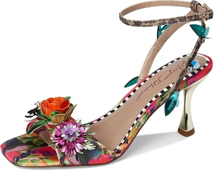 Blue by Betsey Johnson Karra Women's Sandals Red/Green Floral : 7.5 M, Synthetic - Image 5